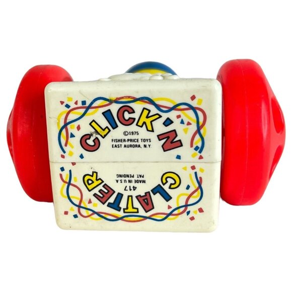 Vintage 1975 Fisher Price Click N Clatter #417 Car & Little Big People Baby Toy - Picture 4 of 11